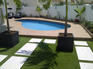 BC Pedestal Raised Decking Application in Backyard Oasis