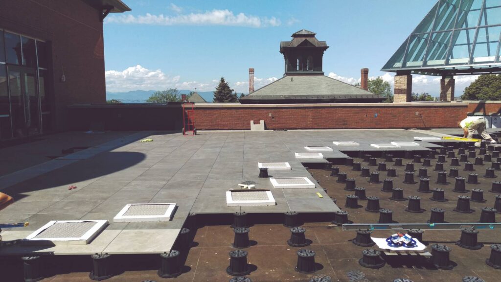 Buzon PB Pedestals Paver System on Rooftop Deck Champlain College