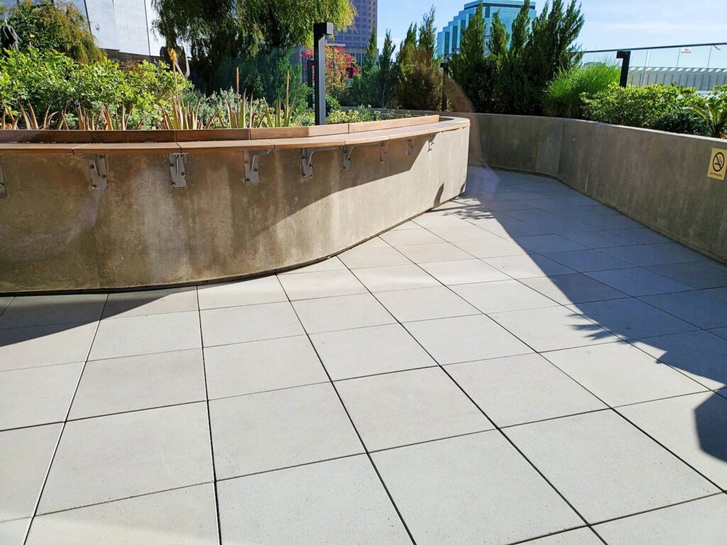Concrete Pavers and Buzon Pedestals on Hotel Walkway