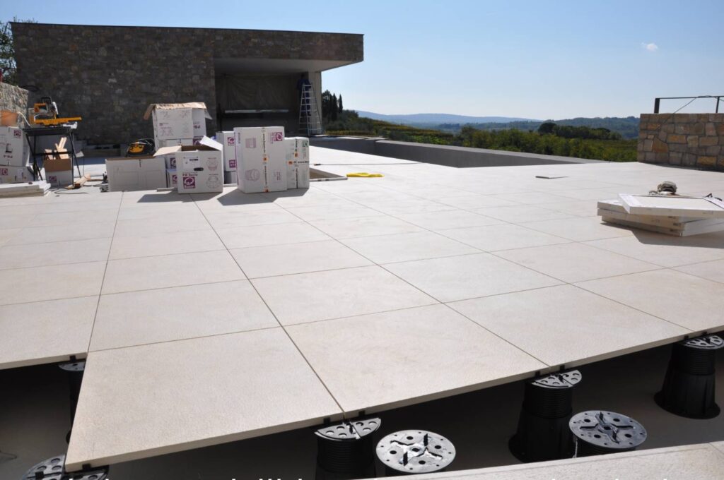 Residential Terrace Using Pedestal Set Porcelain Pavers