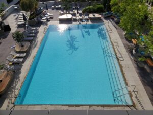 Swimming Pool Surround with Buzon Pedestals and Concrete Pavers