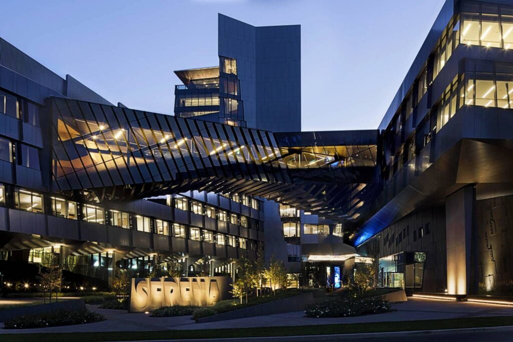 Illuminated Building Entrance Serena Williams Building - Photo Courtesy of Nike