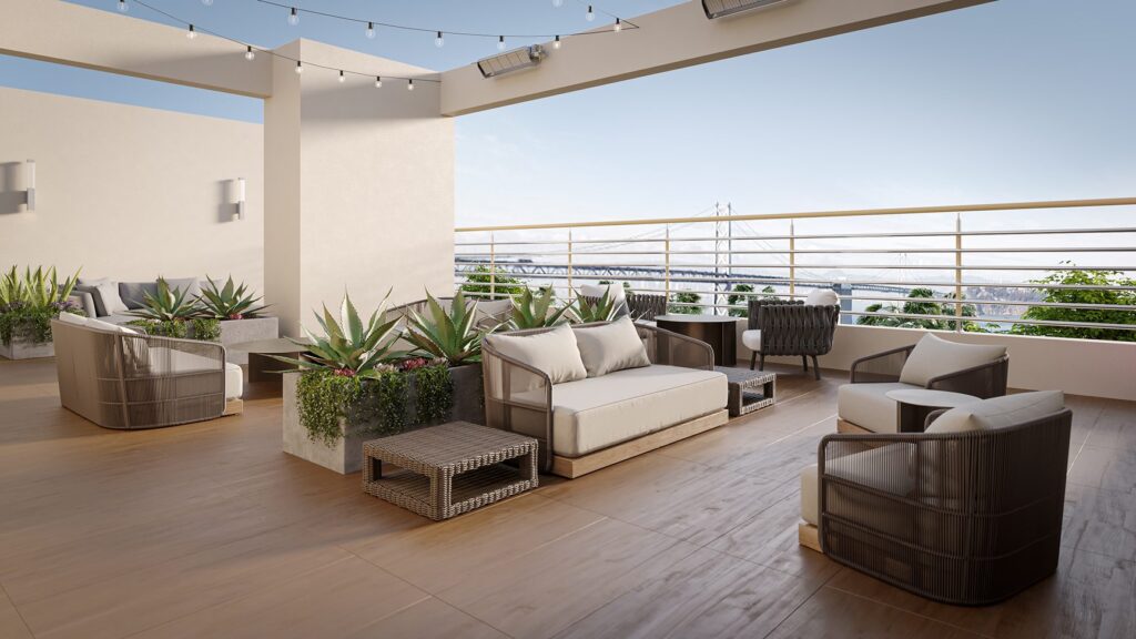 Bayside Village Apartments Rooftop Deck with Buzon Pedestals in San Francisco