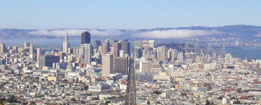 Market Street San Francisco From Twin Peaks Showing Buzon Projects