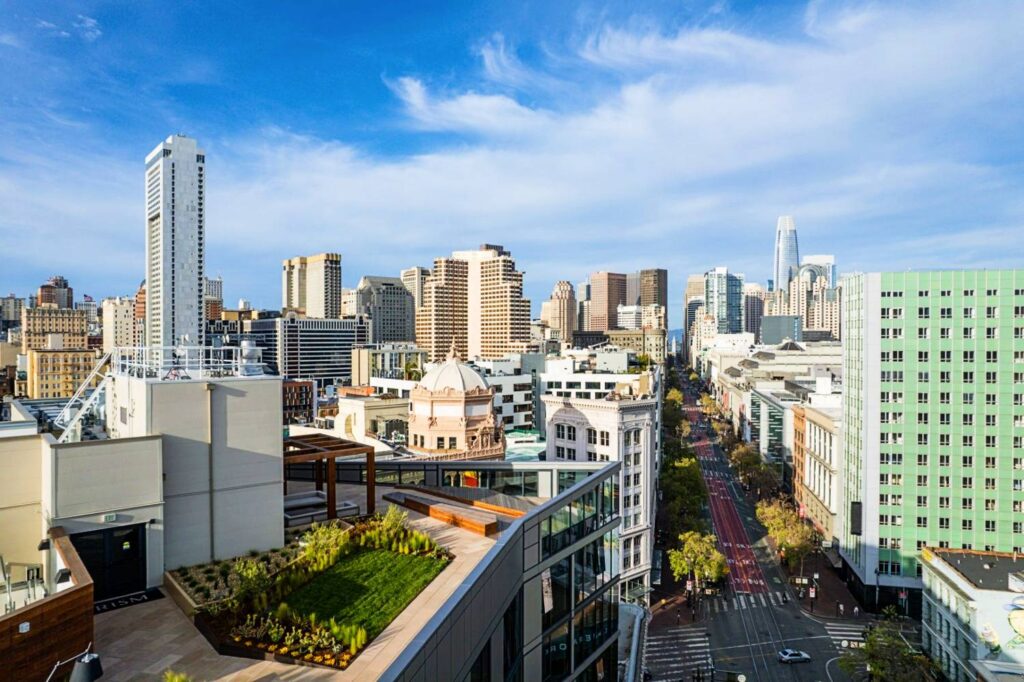 Prism Apartments San Francisco Amenity Deck with Buzon Pedestals