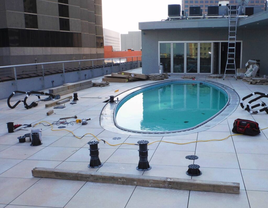Buzon Pedestals and Accessories Usedin Canal Street Rooftop Pool Deck