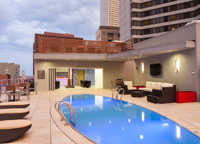 Completed Rooftop Pool Deck with Buzon Pedestals on Canal Street