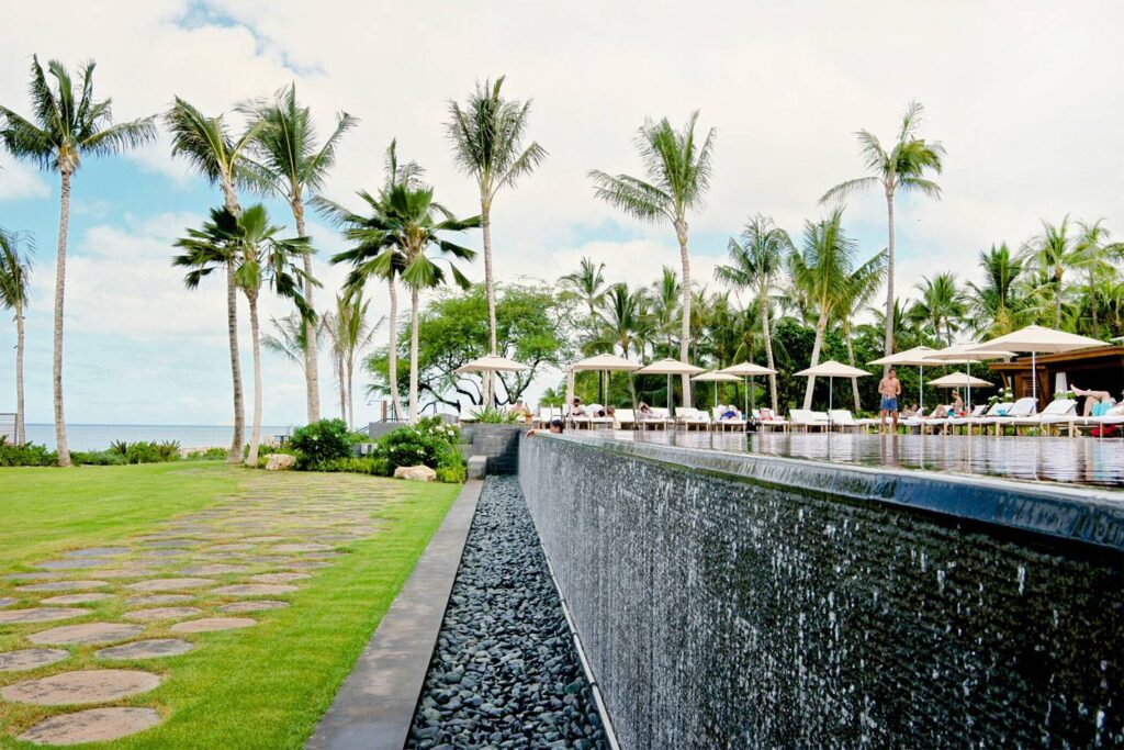Edge of Infinity Pool Seen with Landscaping at Four Seasons Resort Hawaii