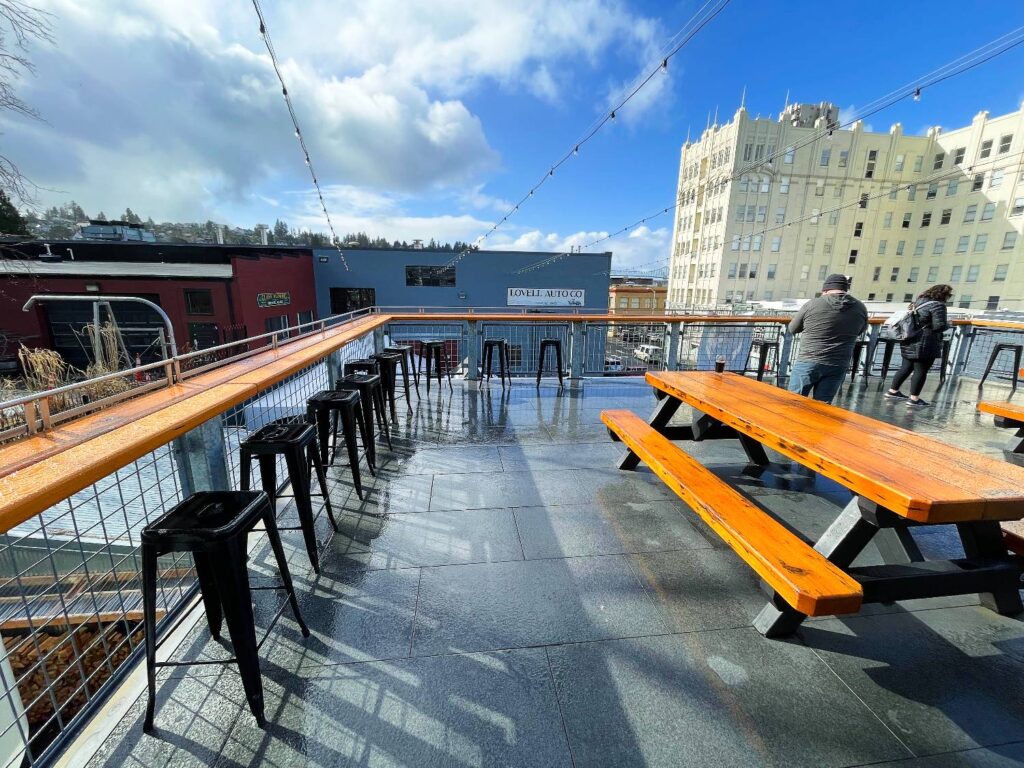 Porcelain Pavers over Buzon Pedestals on Brewery Rooftop Deck