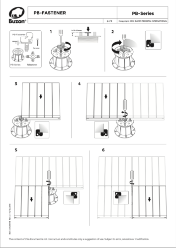 Installation Sheet for Buzon BC Fastener for Kerf Cut Wood Deck Tiles and Pavers