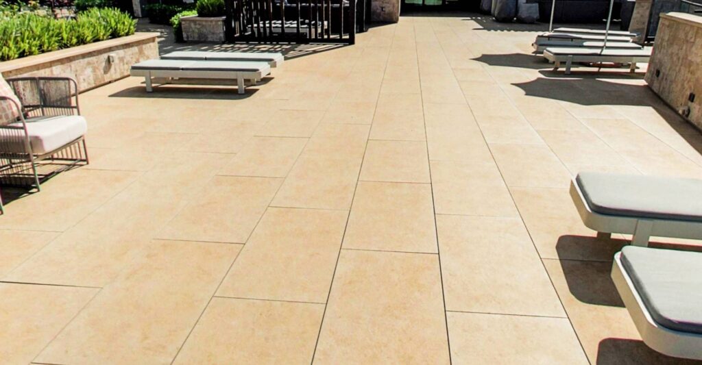 Detail Porcleain Paver View with Straight Lines from Spacer Tabs