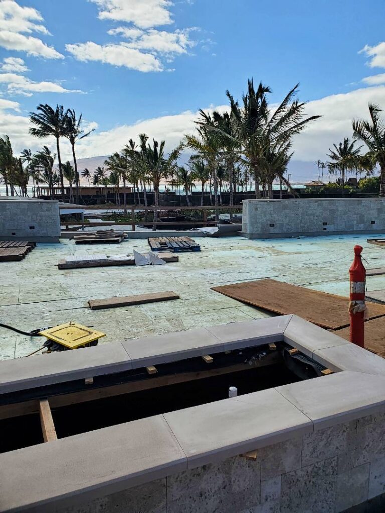 Sunset Terrace Walls Before Glass Balustrade is Installed