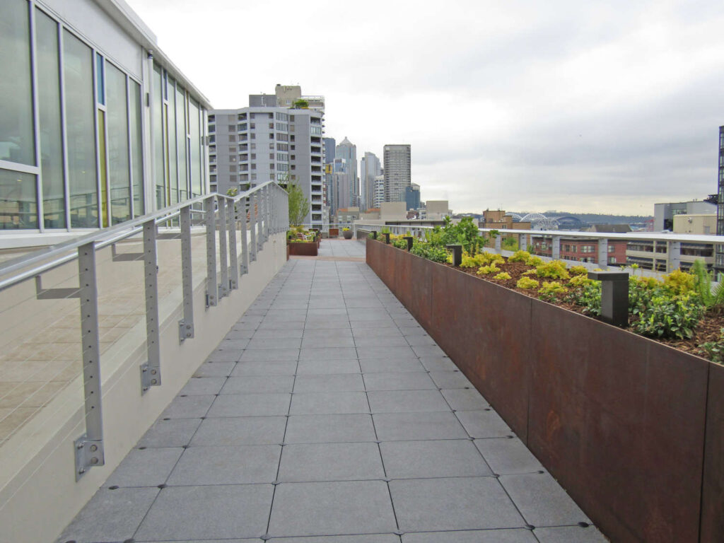 Rooftop Deck with Raised Garden and Buzon U-Washer Wind Uplift Protection