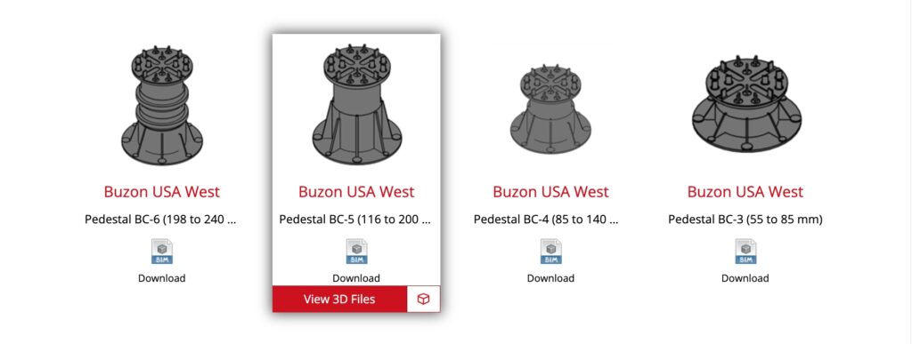 Screenshot of Buzon Pedestals BIM Objects on CADdetails