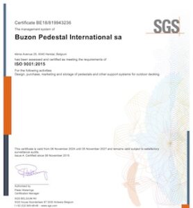 Buzon Pedestal International ISO 9001 Final Certificate Until 05 November 2027