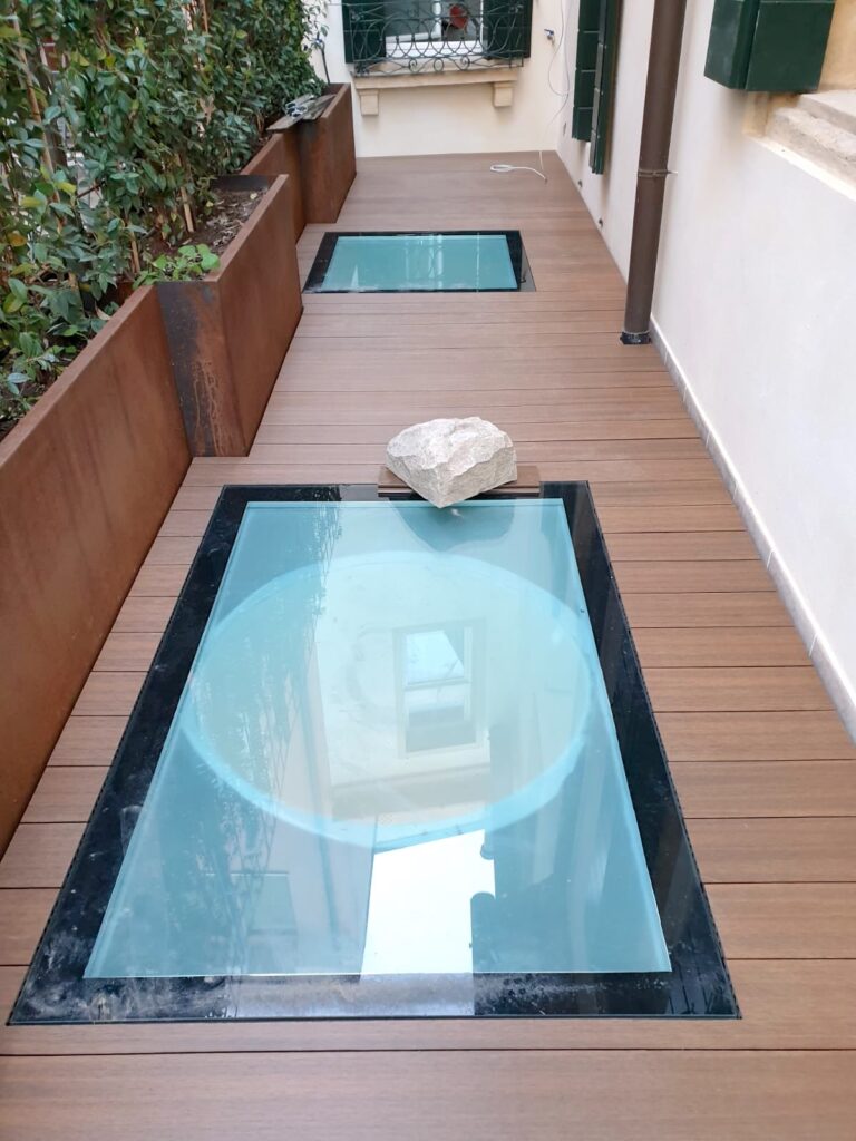 Makeover using PB Series Buzon Pedestals with U-BRS Aluminum Joists and Composite Board Decking