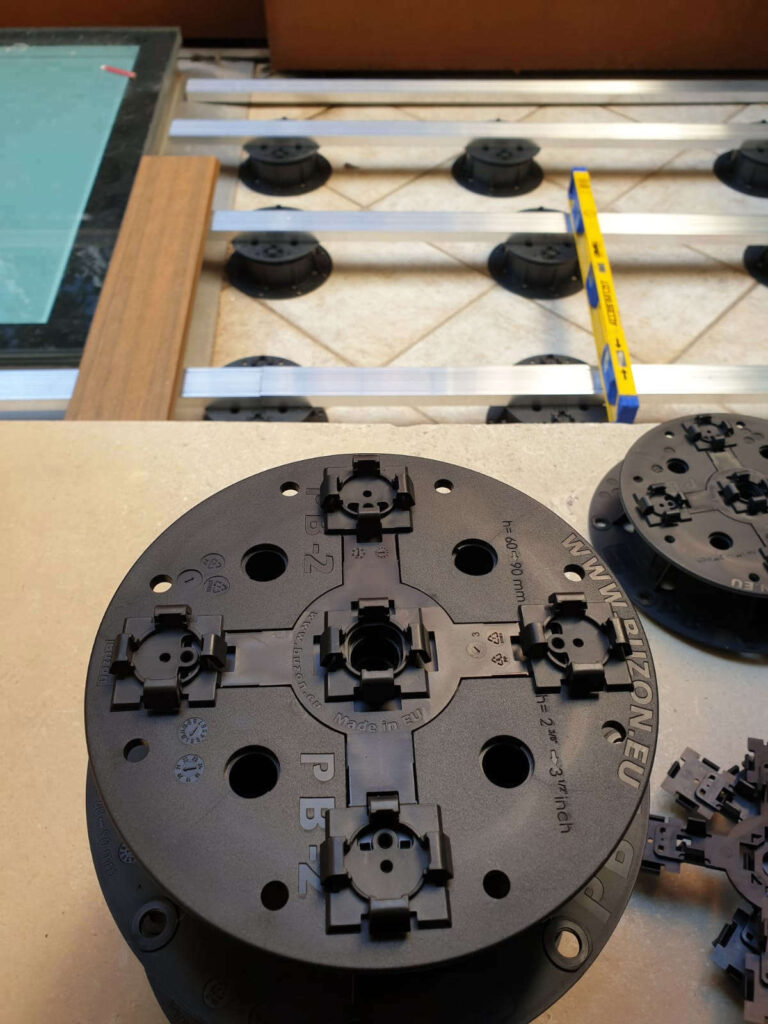 PB Series Buzon Pedestals with PB-KIT-2 Aluminum Joist Holder