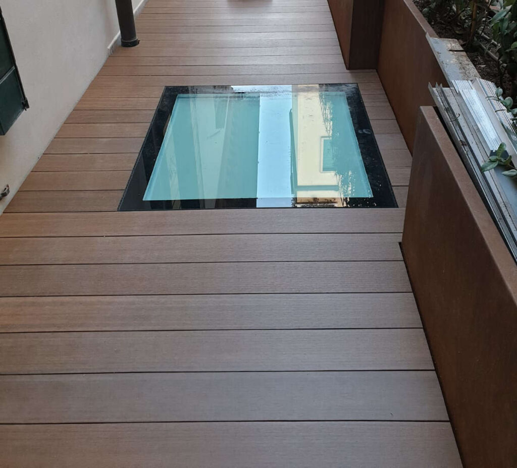 Terrace Makeover using PB Series Buzon Pedestals with U-BRS Aluminum Joists and Board Decking