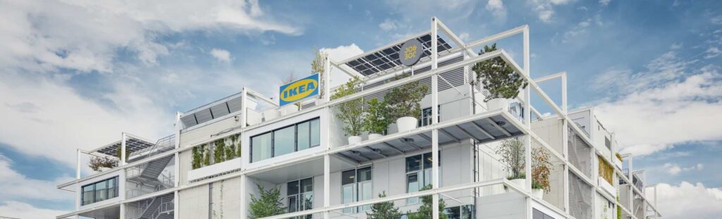 E-BRS rooftop system with Buzon Pedestals in Ikea Urban Mixed-Use Building
