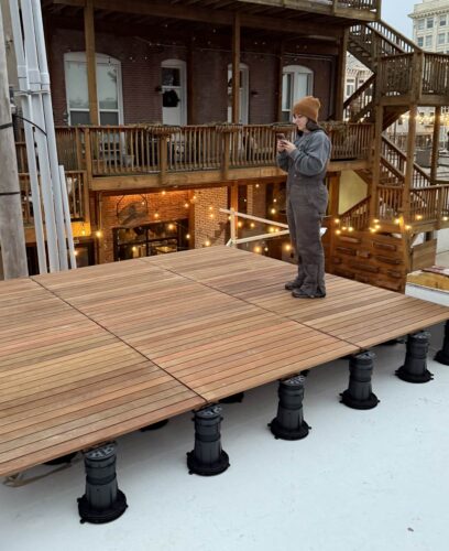 Buzon Pedestal Decking is Level Installation and People Ready