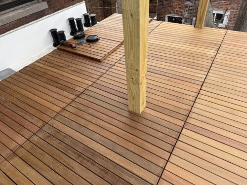 Seamless Cut Around Arbor Post with Ipe Pavers