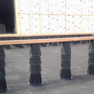 Buzon PB-Series Pedestals Installed in Public Space Over Waterproof Membrane