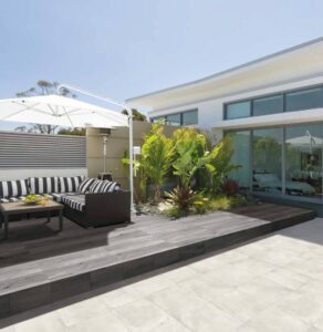 HDG Cemento Chalk 24x24 Porcelain Paver Terrace with Buzon PB End Finishing Kit