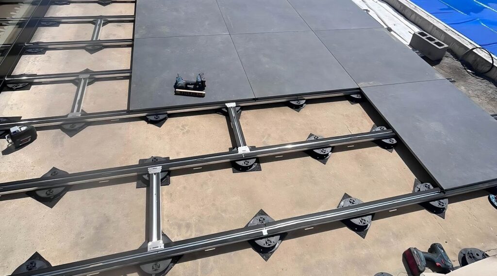 Pedestal Paver System with E-BRS Aluminum Joists for Spot the Features Guide