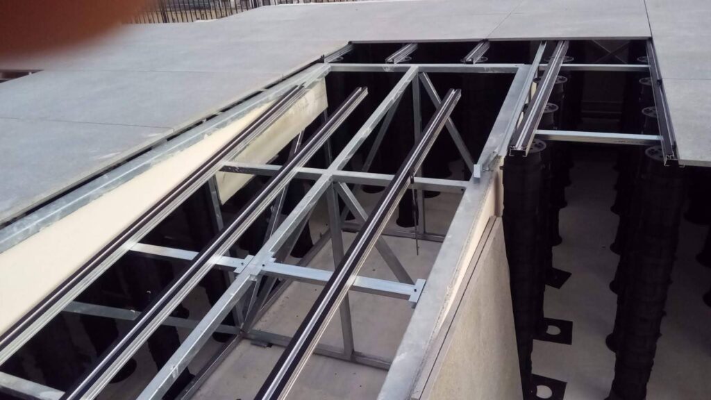 Rooftop Pool Deck with Ramp and Level Surface on Tall Pedestal System