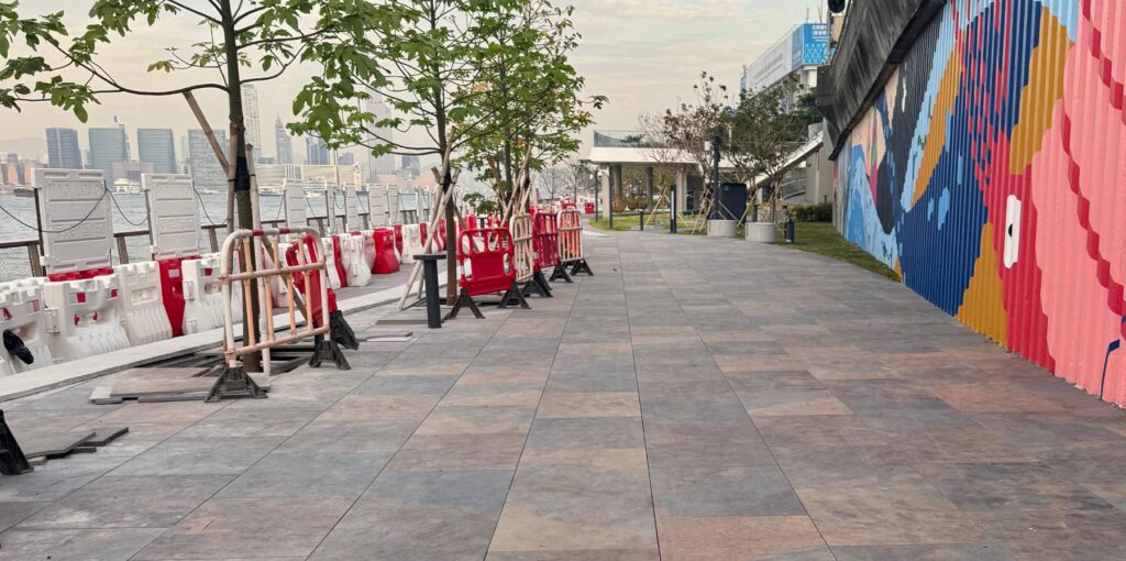 Public Space Pedestal Paving Systems on Waterfront Promenade feature
